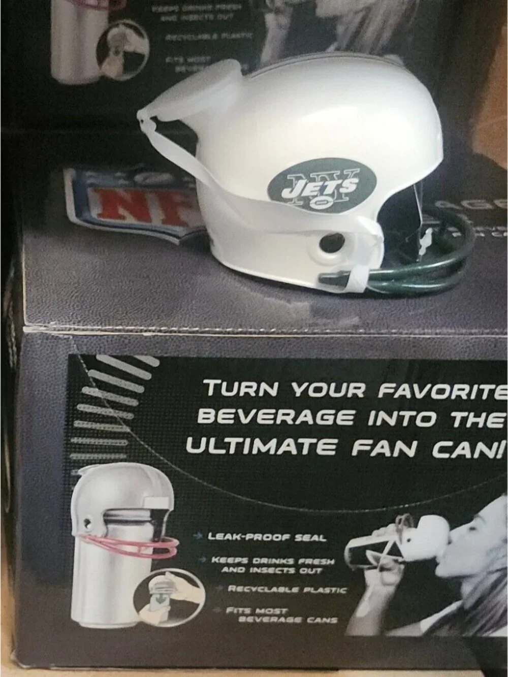 New York Jets Topper Lid Helmet Style Beverage Can NFL Official Merch